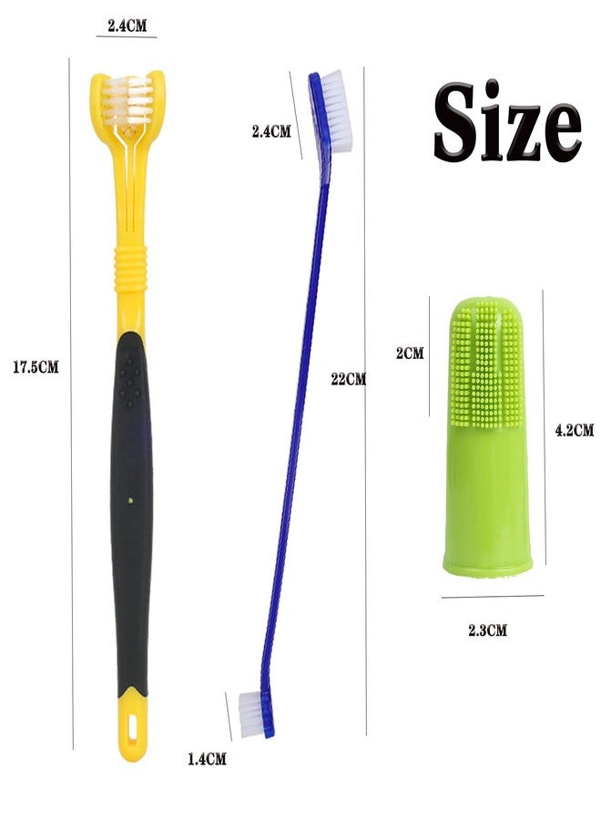 YMCCOOL Triple Head & Double Head Dog Toothbrush Set,360 Degree Toothbrush,Finger Rubber Toothbrush, Multi-Angle Dental Cleaning Brushes forDog Cat Oral Dental Health - Image 2